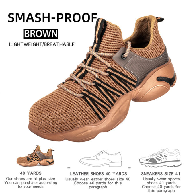 Flying 810 Brown Safety Trainers Shoes - Image 9